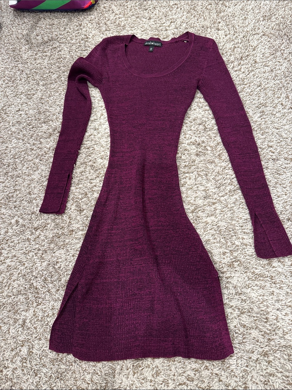 NWOT Derek Heart Plum Ribbed Long-Sleeve Stretchy Knit Dress